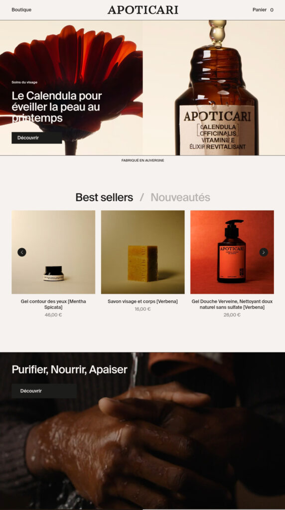 Capture d'écran de la page d'accueil du site Apoticari.